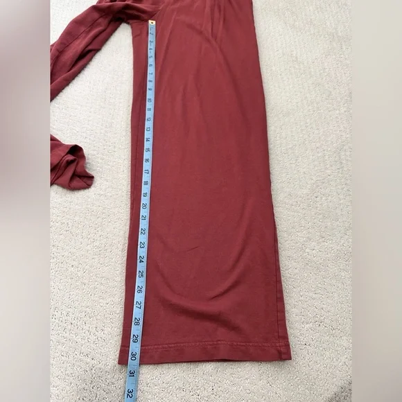 Aerie XS Wide Leg Lounge Pants 100% Cotton Muted Burgundy Soft Cozy Pull-On - Picture 6 of 9